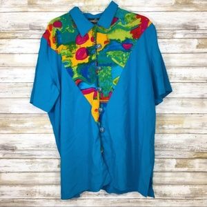 Abstract Print Button Down Blouse TE1221 main image 1